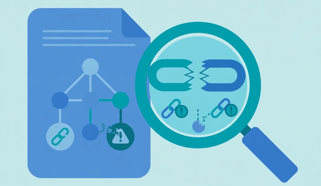 Magnifying glass finding errors in an XML sitemap document