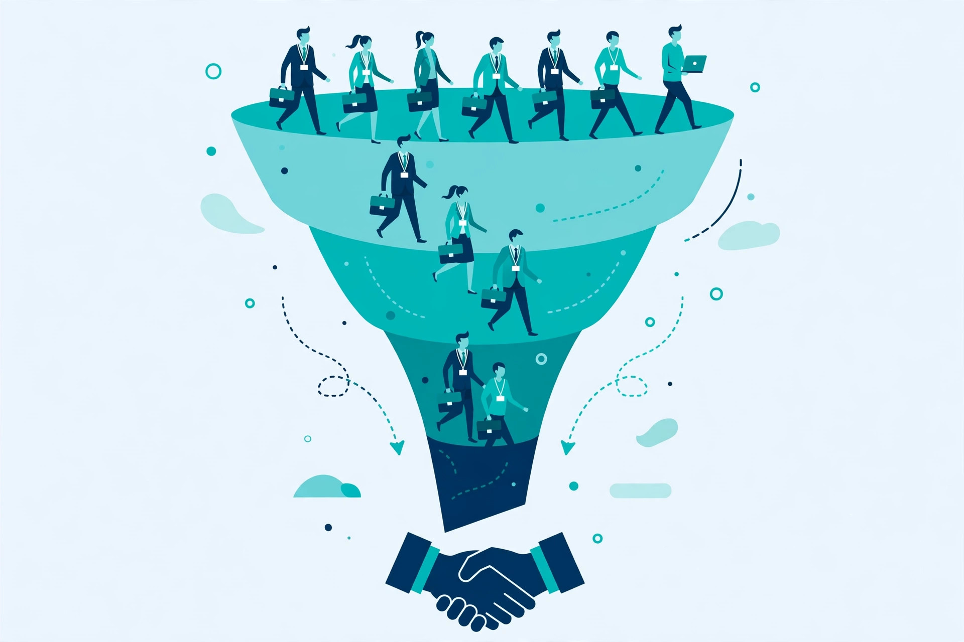 B2B marketing funnel from leads to closed deals