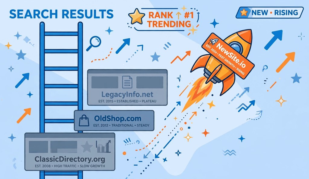 New website climbing search rankings past older competitors
