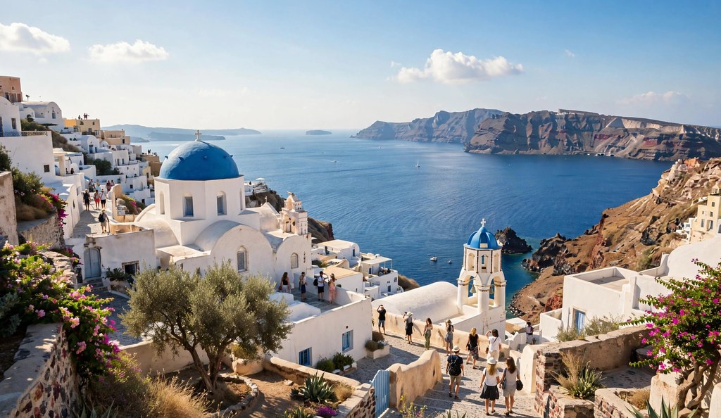 popular tourist destination landmark scene, bright and inviting