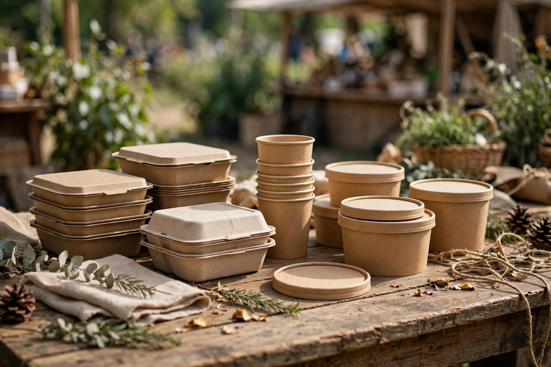 Stacked takeaway cups with Pappedeckel cardboard lids